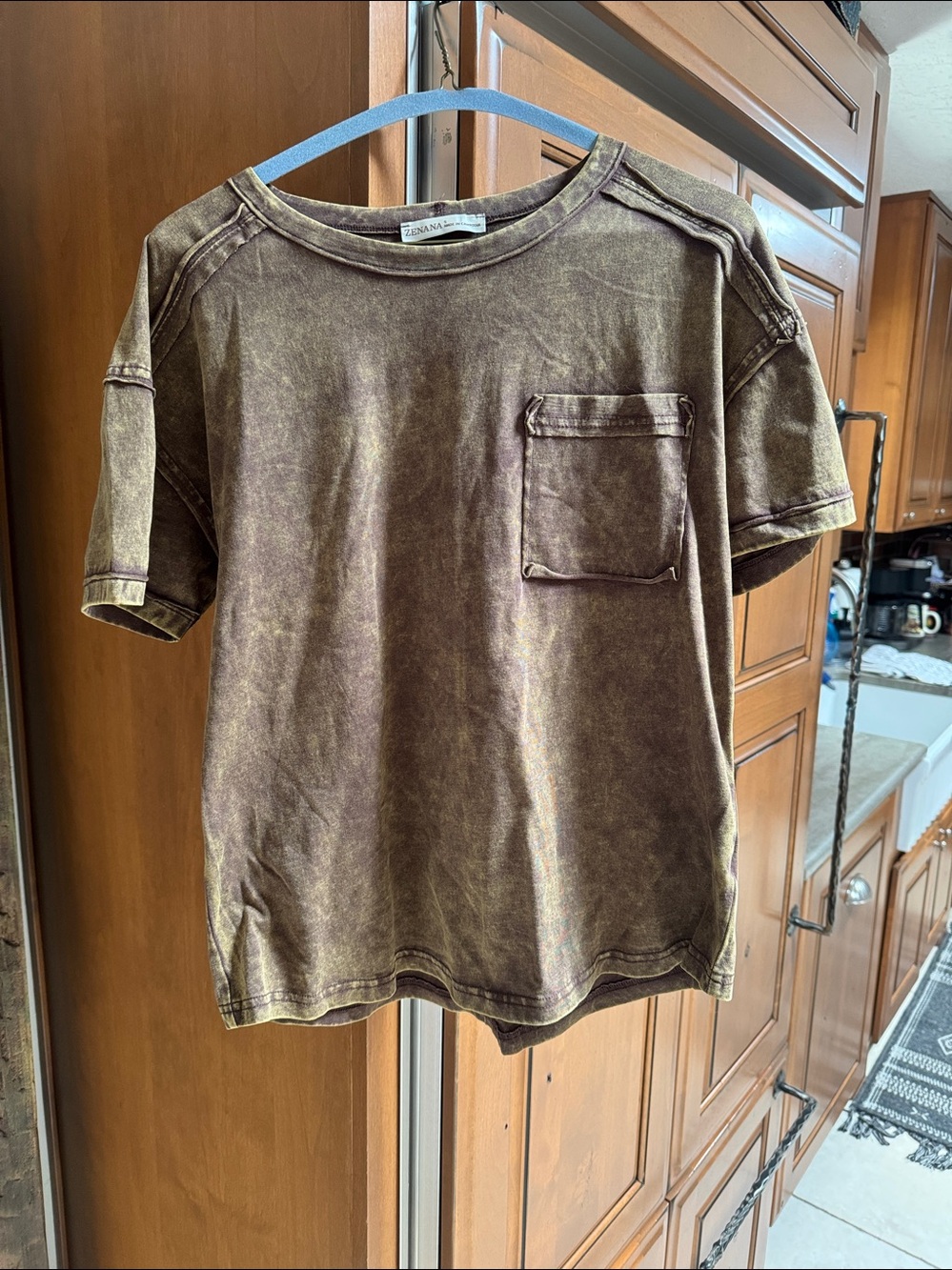 Zenana Outfitters Mineral-Wash Short Sleeve Tee - Olive